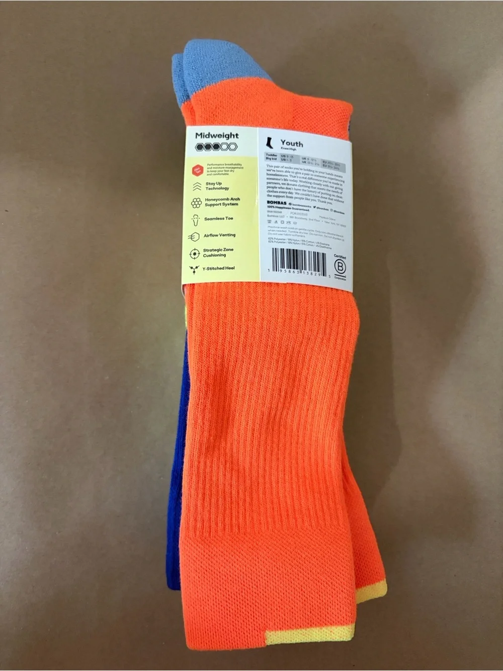 Bombas Youth Neon Athletic Socks with Accent Colors